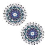 Maxbell Set of 2 Table Cover Outdoor Elastic Edged Tablecloth 47" Round Peacock Tail