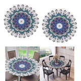 Maxbell Set of 2 Table Cover Outdoor Elastic Edged Tablecloth 47" Round Peacock Tail