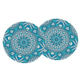 Maxbell 2pcs Table Cover Decoration Tablecloth 47" Round Reusable Green Kaleidoscope
