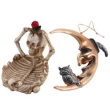 Maxbell Hanging Resin Terror Moon Skull and Ashtray Halloween Decorations
