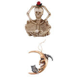Maxbell Hanging Resin Terror Moon Skull and Ashtray Halloween Decorations