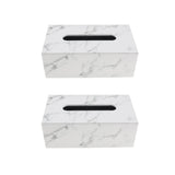 Maxbell Rectangular PU Leather Tissue Box Tabletop Napkin Container -Marble Decor