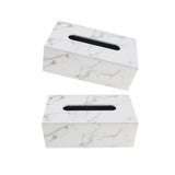 Maxbell Rectangular PU Leather Tissue Box Tabletop Napkin Container -Marble Decor