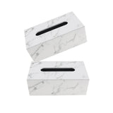 Maxbell Rectangular PU Leather Tissue Box Tabletop Napkin Container -Marble Decor