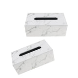 Maxbell Rectangular PU Leather Tissue Box Tabletop Napkin Container -Marble Decor