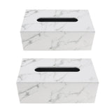 Maxbell Rectangular PU Leather Tissue Box Tabletop Napkin Container -Marble Decor