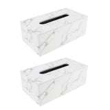 Maxbell Rectangular PU Leather Tissue Box Tabletop Napkin Container -Marble Decor