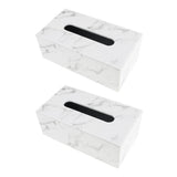 Maxbell Rectangular PU Leather Tissue Box Tabletop Napkin Container -Marble Decor