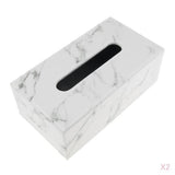 Maxbell Rectangular PU Leather Tissue Box Tabletop Napkin Container -Marble Decor