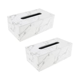 Maxbell Rectangular PU Leather Tissue Box Tabletop Napkin Container -Marble Decor