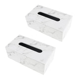 Maxbell Rectangular PU Leather Tissue Box Tabletop Napkin Container -Marble Decor