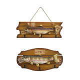Maxbell 2xHanging Wooden Wood Simulated Fish Wall Ornaments DECORATION for Any Room