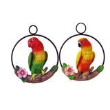 Maxbell 2Pcs Resin Hanging Artificial Parrot Statue Model on Ring Garden Decoration