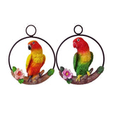 Maxbell 2Pcs Resin Hanging Artificial Parrot Statue Model on Ring Garden Decoration