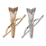 Maxbell 2Pack Bow and Arrow Brooches Crystal Clothes Lapel Pin Badge Collar Clips