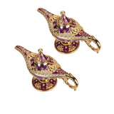 Maxbell 2pcs Classic Collectable Rare Legend Aladdin Magic Genie Light Lamp Purple