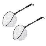 Maxbell 2x Premium Fishing Landing Net Catch and Release Net &Foldable Pole Black