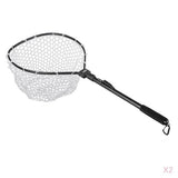 Maxbell 2x Premium Fishing Landing Net Catch and Release Net &Foldable Pole Black