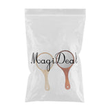 Maxbell 2Pcs Portable Wooden Hand Vanity Mirror with Handle for Home Travel Wood