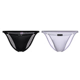 Maxbell 2 Pieces Mens Ice Silk Low Rise Briefs Underwear String Bikini Adjustable