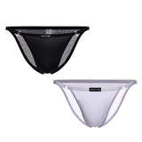 Maxbell 2 Pieces Mens Ice Silk Low Rise Briefs Underwear String Bikini Adjustable