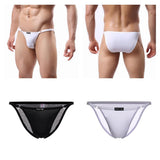Maxbell 2 Pieces Mens Ice Silk Low Rise Briefs Underwear String Bikini Adjustable