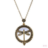 Maxbell 10pcs 5x Magnifying Glass Pendant Dragonfly Skeleton Necklace Lady Jewelry