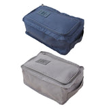 Maxbell 2pcs Household Travel Outdoor Shoe Pouch Organizer Nylon Bag Gray Dark Blue