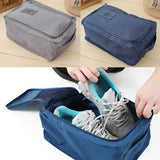 Maxbell 2pcs Household Travel Outdoor Shoe Pouch Organizer Nylon Bag Gray Dark Blue