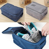Maxbell 2pcs Household Travel Outdoor Shoe Pouch Organizer Nylon Bag Gray Dark Blue