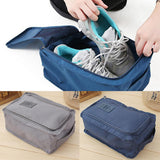 Maxbell 2pcs Household Travel Outdoor Shoe Pouch Organizer Nylon Bag Gray Dark Blue