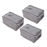 Maxbell 3pcs Household Travel Gym Shoes Organizer Nylon Zip Bag Box Waterproof Gray