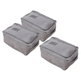 Maxbell 3pcs Household Travel Gym Shoes Organizer Nylon Zip Bag Box Waterproof Gray