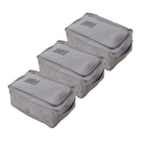 Maxbell 3pcs Household Travel Gym Shoes Organizer Nylon Zip Bag Box Waterproof Gray