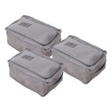 Maxbell 3pcs Household Travel Gym Shoes Organizer Nylon Zip Bag Box Waterproof Gray