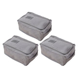 Maxbell 3pcs Household Travel Gym Shoes Organizer Nylon Zip Bag Box Waterproof Gray