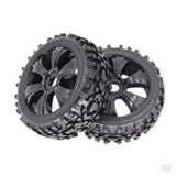 Maxbell 4pcs 1:8 RC Buggy Vehicle Model Spare Parts Rubber Tyre Fan Hub Wheel Black