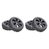 Maxbell 4pcs 1:8 RC Buggy Vehicle Model Spare Parts Rubber Tyre Fan Hub Wheel Black