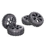 Maxbell 4pcs 1:8 RC Buggy Vehicle Model Spare Parts Rubber Tyre Fan Hub Wheel Black