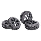 Maxbell 4pcs 1:8 RC Buggy Vehicle Model Spare Parts Rubber Tyre Fan Hub Wheel Black