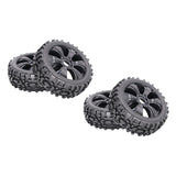 Maxbell 4pcs 1:8 RC Buggy Vehicle Model Spare Parts Rubber Tyre Fan Hub Wheel Black