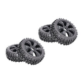 Maxbell 4pcs 1:8 RC Buggy Vehicle Model Spare Parts Rubber Tyre Fan Hub Wheel Black
