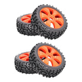 Maxbell 4x 1:8 RC Buggy Vehicle Model Spare Parts Rubber Tyre Fan Hub Wheel Orange