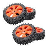 Maxbell 4x 1:8 RC Buggy Vehicle Model Spare Parts Rubber Tyre Fan Hub Wheel Orange