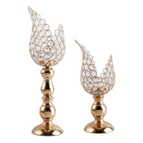 Maxbell 2x Petal Mosaic Candle Holder Table Candlestick Stand for Home Decor 2 sizes