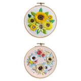 Maxbell 2 Sets Embroidery Starter Kit with Flower Pattern DIY Cross Stitch Crafts