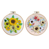 Maxbell 2 Sets Embroidery Starter Kit with Flower Pattern DIY Cross Stitch Crafts