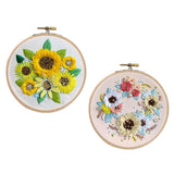 Maxbell 2 Sets Embroidery Starter Kit with Flower Pattern DIY Cross Stitch Crafts
