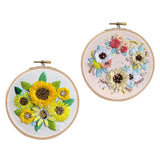 Maxbell 2 Sets Embroidery Starter Kit with Flower Pattern DIY Cross Stitch Crafts