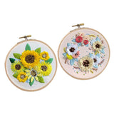 Maxbell 2 Sets Embroidery Starter Kit with Flower Pattern DIY Cross Stitch Crafts